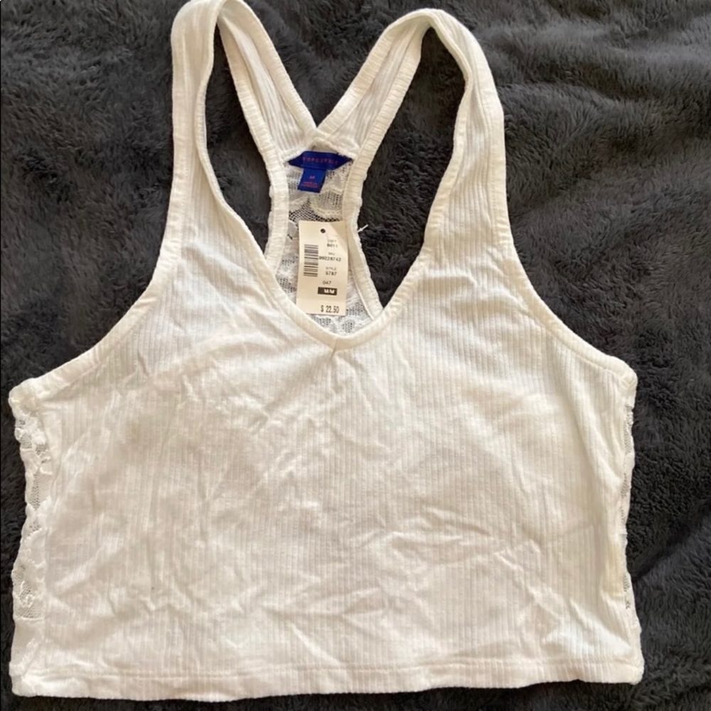 Lace back tank top